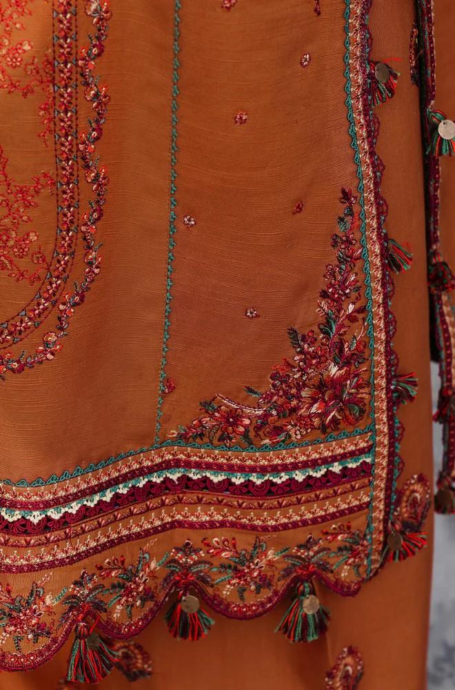 Hussain Rehar - 3PC Dhanak Embroidered Suit (Unstitched) - UH214