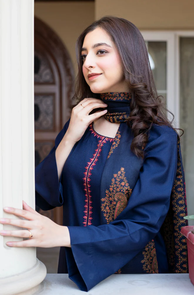 Asling - 3PC Unstitched Dhanak Embroidered Suit - UH246