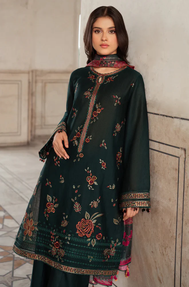 Jazmin - 3PC Unstitched Dhanak Embroidered Suit - UH242