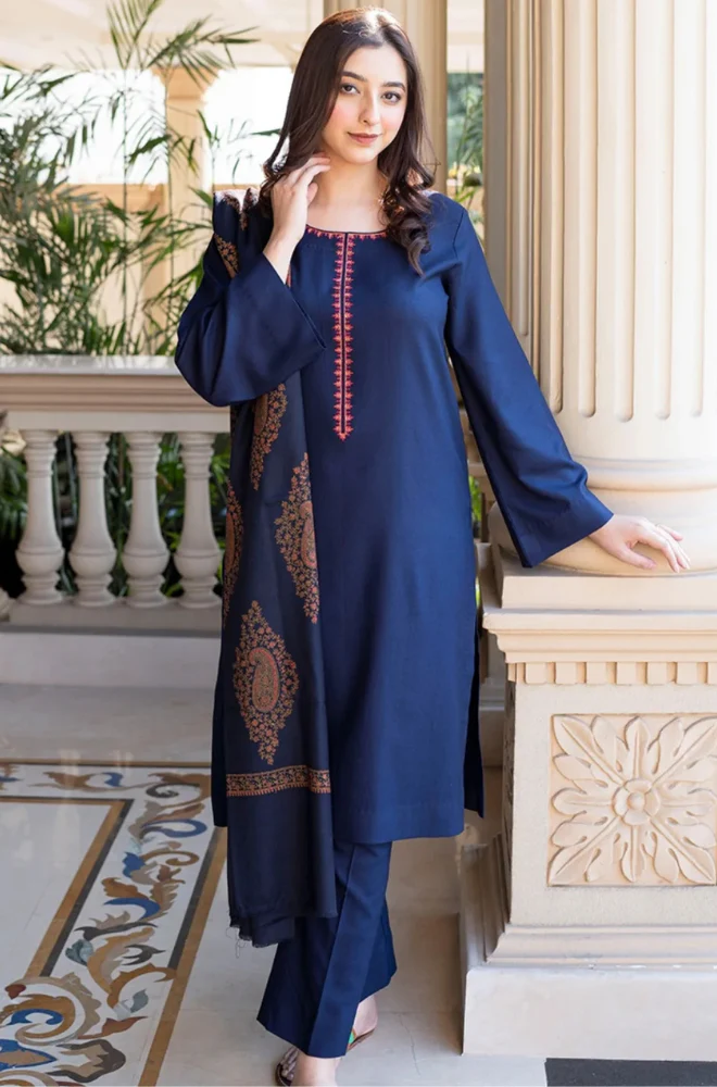 Asling - 3PC Unstitched Dhanak Embroidered Suit - UH246