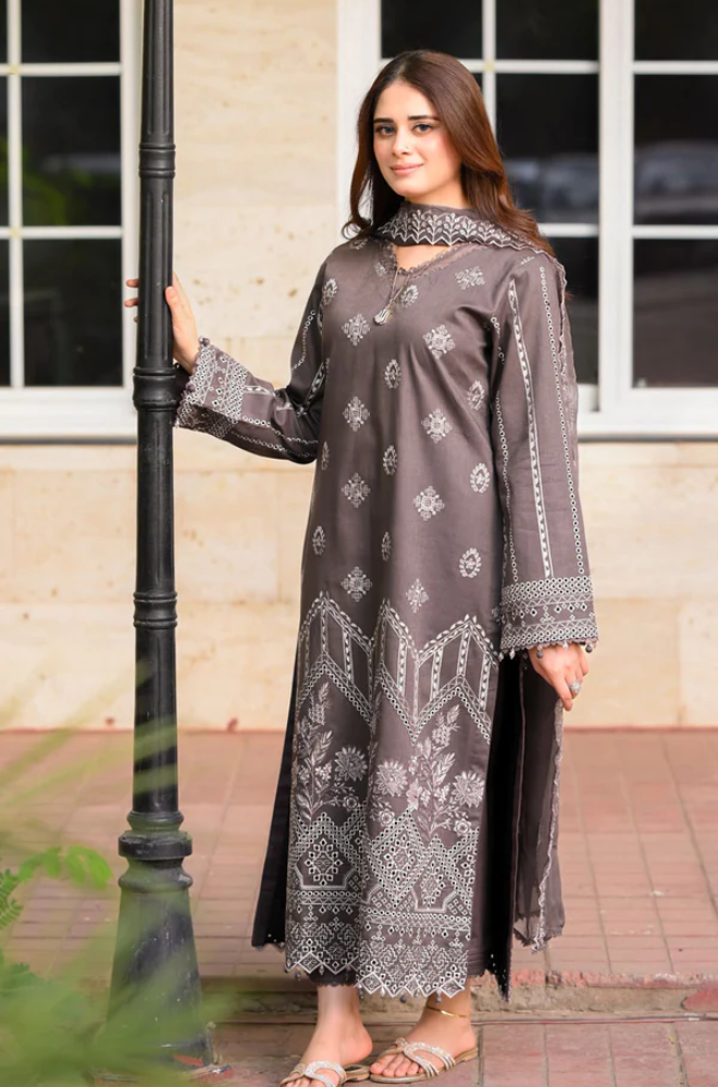 Sapphire - 3PC Unstitched Dhanak Embroidered Suit - UH237