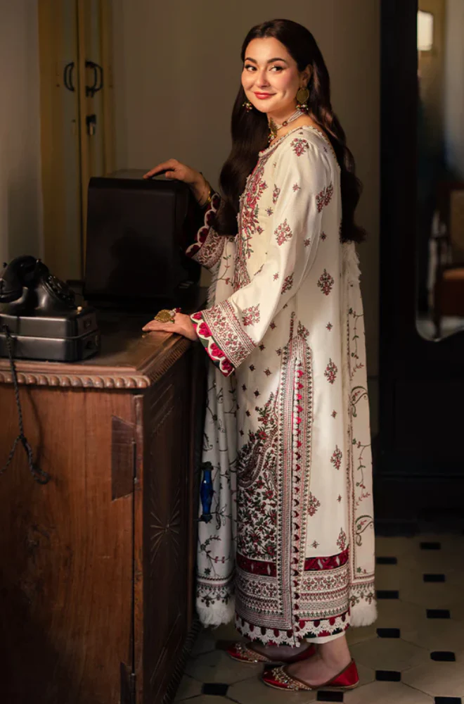 Asim jofa - 3PC Unstitched Dhanak Embroidered Suit - UH243