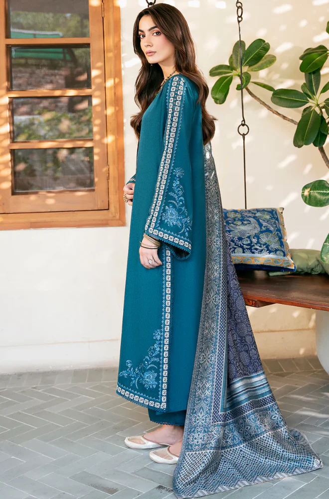 Izel - 3PC Unstitched Dhanak Embroidered Suit - UH324
