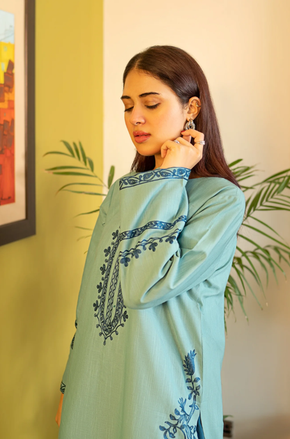 Urge - 2PC Dhanak Embroidered Suit (Unstitched) - UH326