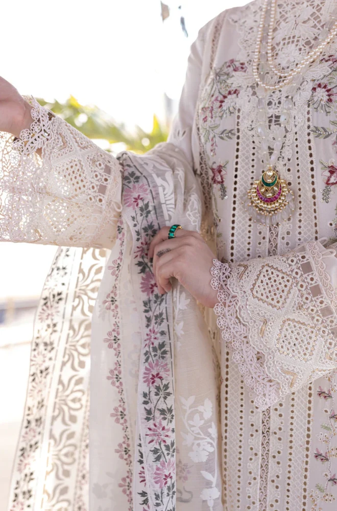Qalamkar - 3PC Lawn Embroidered Suit -  UPF035