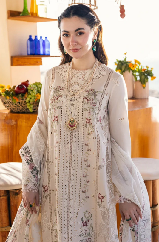Qalamkar - 3PC Lawn Embroidered Suit -  UPF035