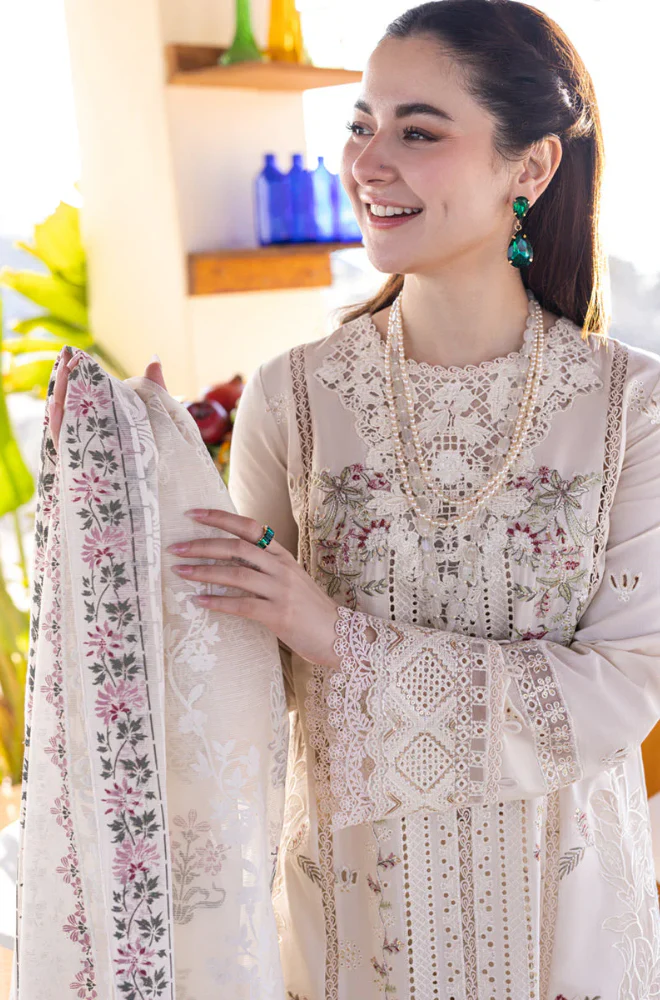 Qalamkar - 3PC Lawn Embroidered Suit -  UPF035