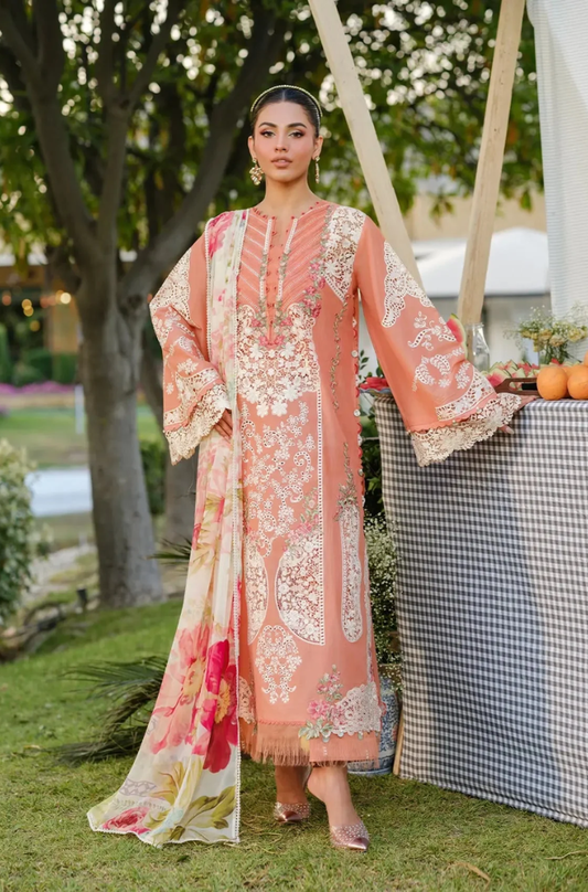 Elaf - 3PC Unstitched Lawn Embroidered Suit - UA303