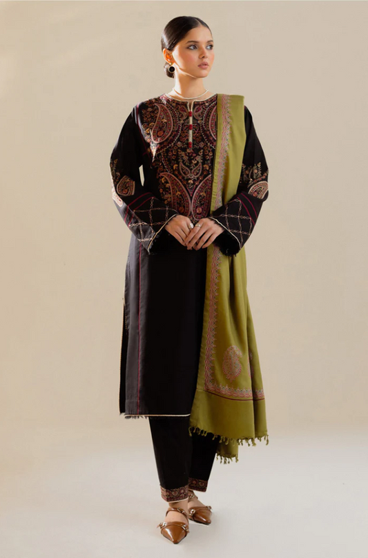 Zara Shahjahan - 3PC Unstitched Dhanak Embroidered Suit - US116