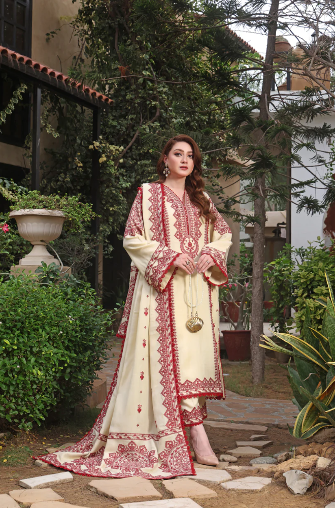 Aneelas  - 3PC Unstitched Dhanak Embroidered Suit - US152