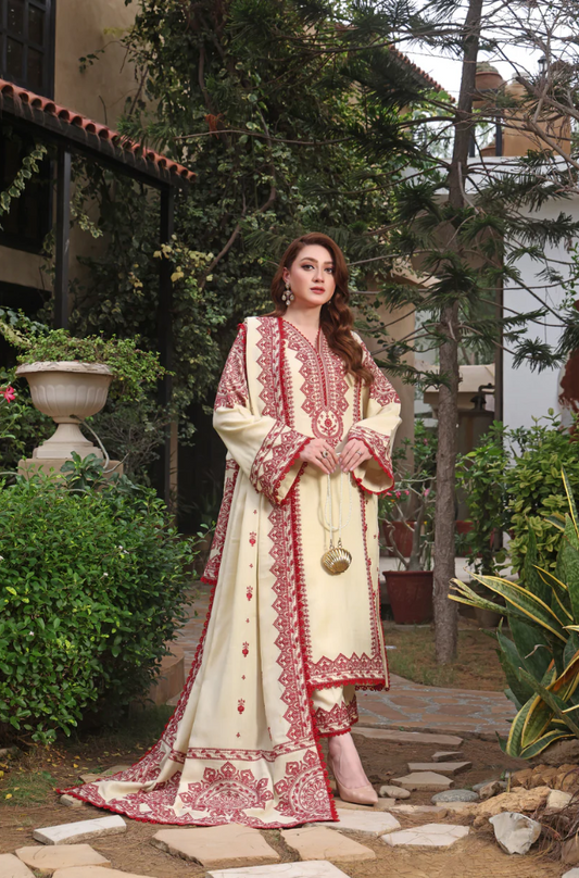 Aneelas  - 3PC Unstitched Dhanak Embroidered Suit - US152
