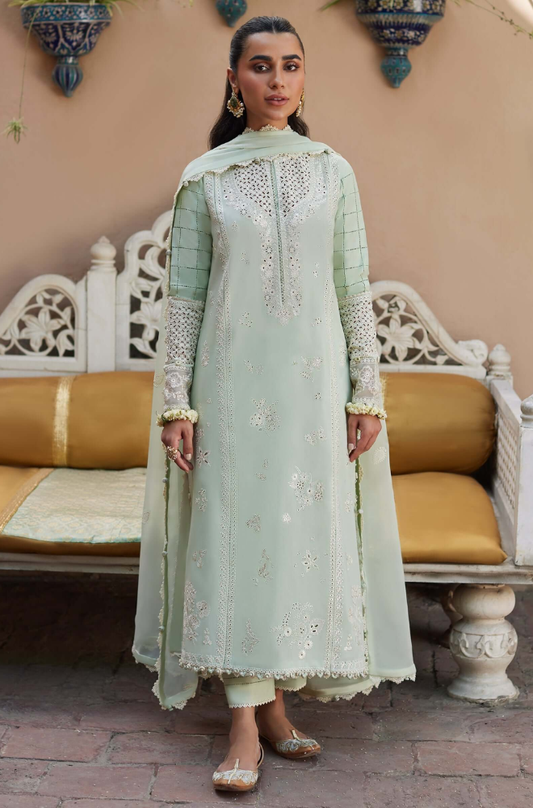 Zaha  - 3PC Unstitched Lawn Embroidered Suit - UA305