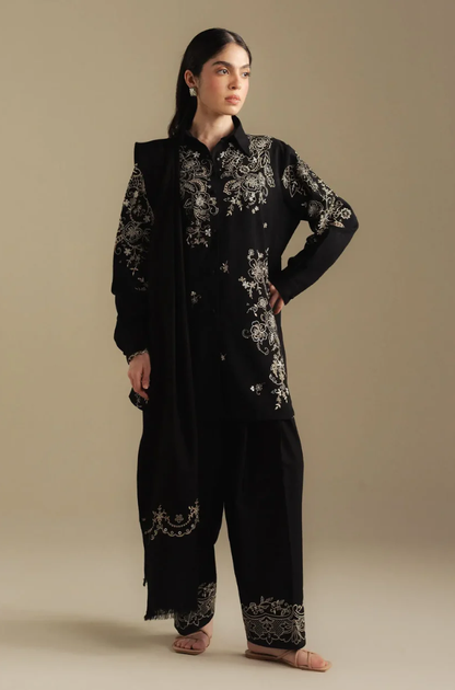 Zara Shahjahan - 3PC Unstitched Dhanak Embroidered Suit - UH275