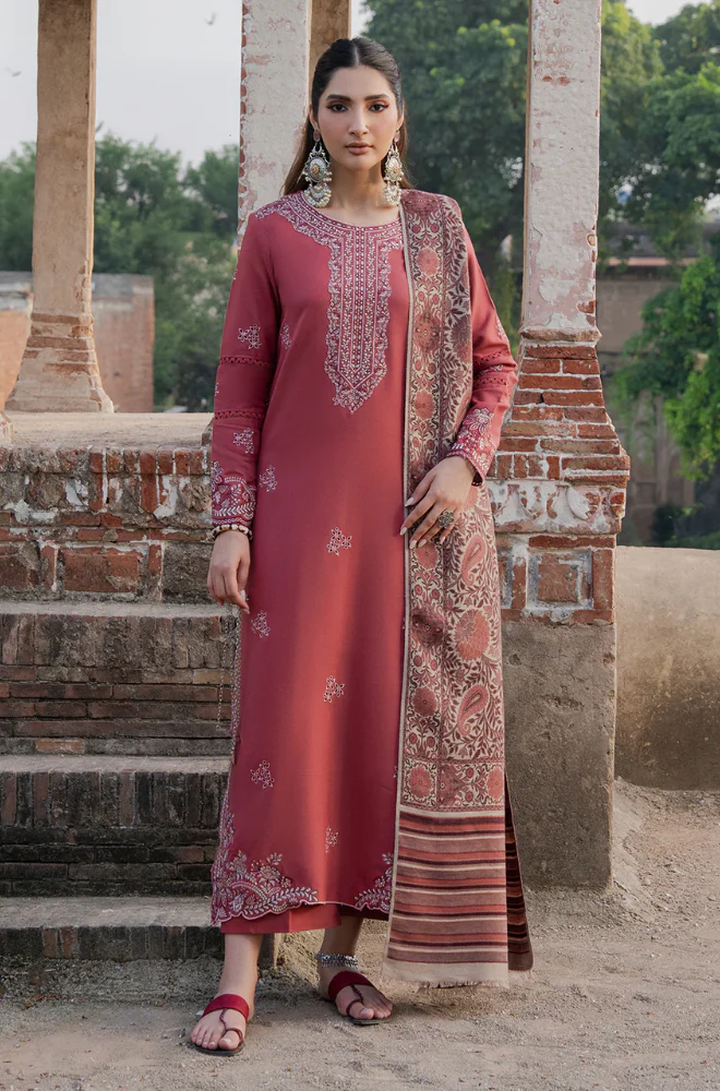 Izel - 3PC Unstitched Dhanak Embroidered Suit - UH323