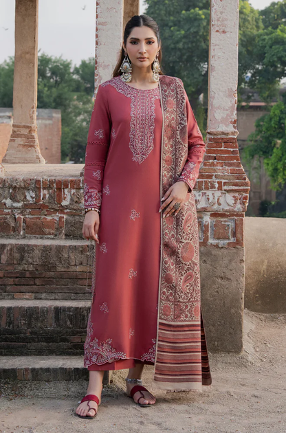 Izel - 3PC Unstitched Dhanak Embroidered Suit - UH323