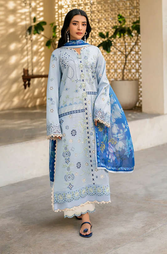 Roheenaz - 3PC Unstitched Dhanak Embroidered Suit - US100