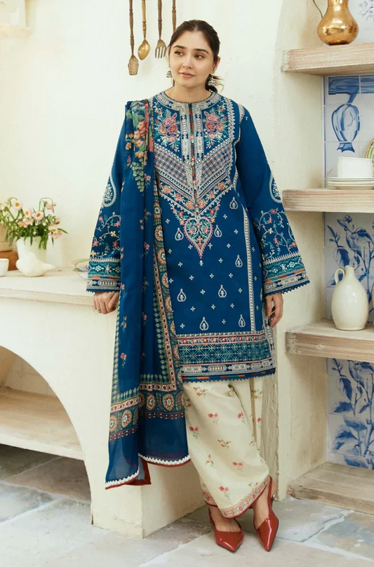 Coco By Zara Shahjahan - 3 Piece Lawn Embroidered Suit - UPA014
