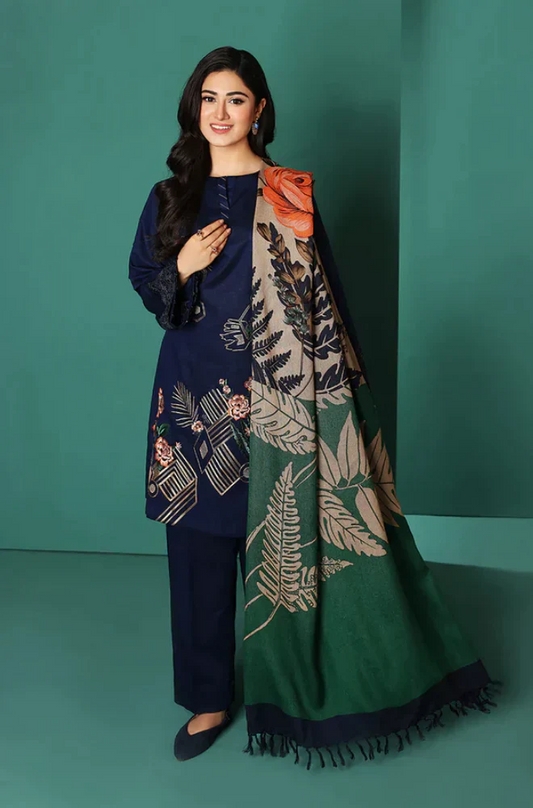 NishatLinen - 3PC Unstitched Dhanak Embroidered Suit - UC154