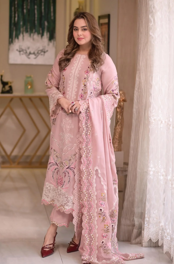 Aneelas - 3PC Unstitched Lawn Embroidered Suit - UA266