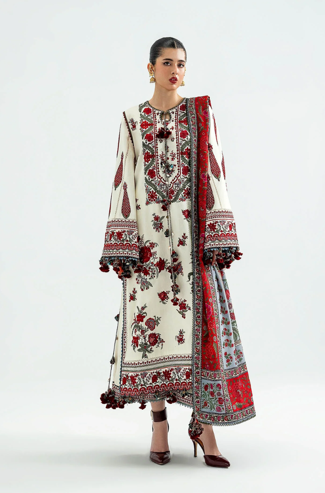 Hussain Rehar - 3PC Unstitched Lawn Embroidered Suit - UA236