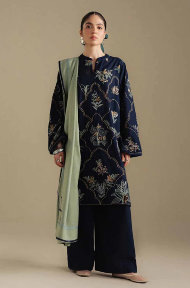 Zara Shahjahan - 3PC Unstitched Dhanak Embroidered Suit - UH269