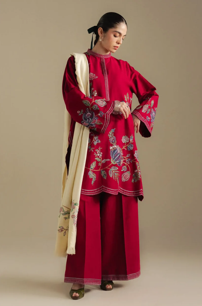 Zara Shahjahan - 3PC Unstitched Dhanak Embroidered Suit - UH279