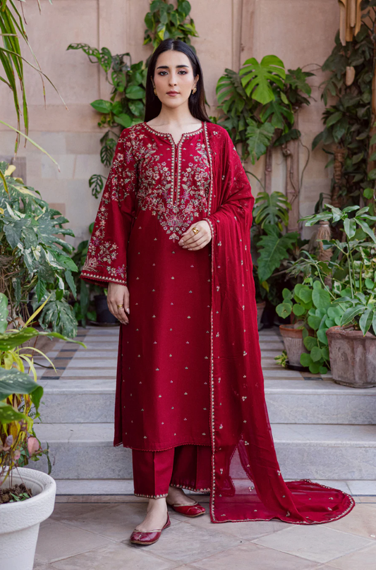 Batik - 3PC Unstitched Lawn Embroidered Suit - UA297