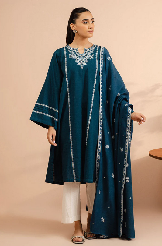 Cross Stitch - 3PC Unstitched Dhanak Embroidered Suit - US138