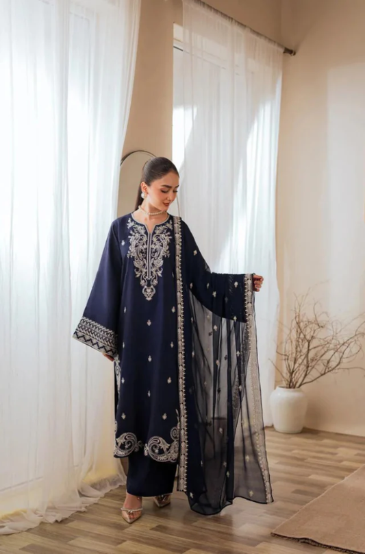 Nureh - 3PC Unstitched Lawn Embroidered Suit - UA287
