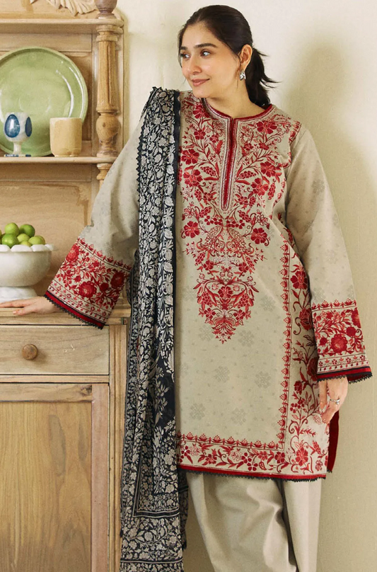 Coco By Zara Shahjahan - 3PC Dhanak Embroidered Suit (Unstitched) - US191