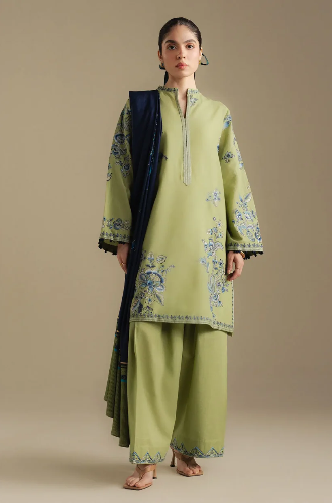 Zara Shahjahan - 3PC Unstitched Dhanak Embroidered Suit - UH280