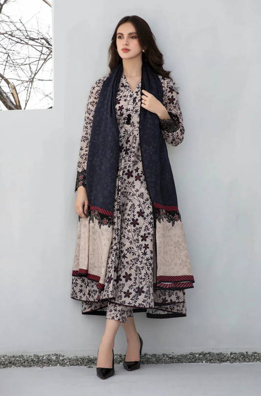 Baroque - 3PC Khaddar Digital Printed Suit (Unstitched) - UH296