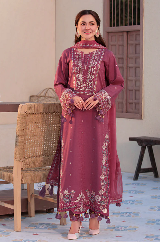 Allys- 3PC Unstitched Dhanak Embroidered Suit - US109