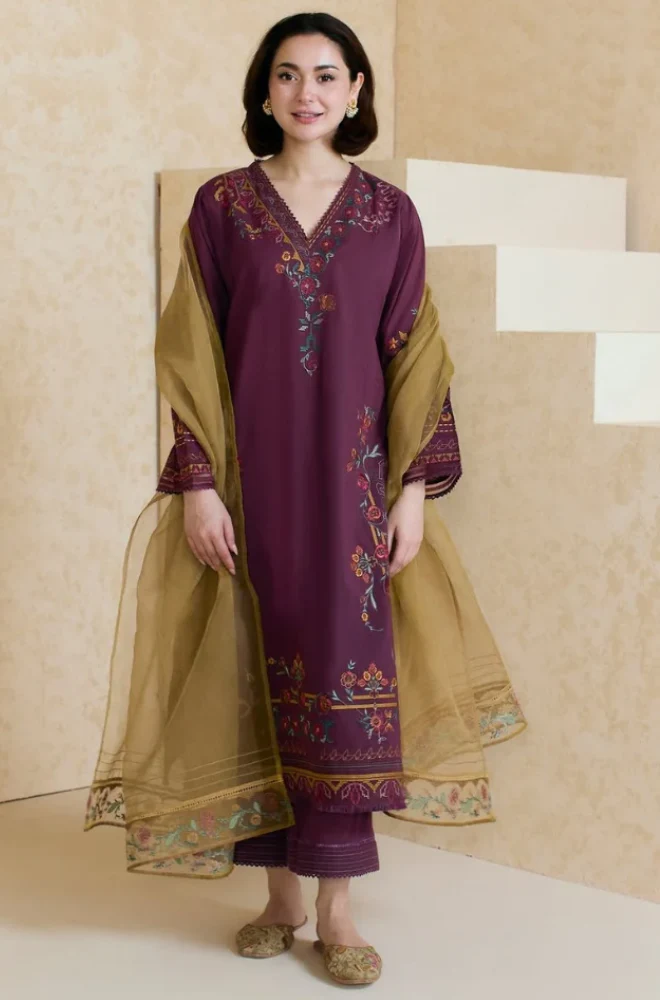 Mishkaa - 3PC Lawn Embroidered Suit (Unstitched) -UPFS073