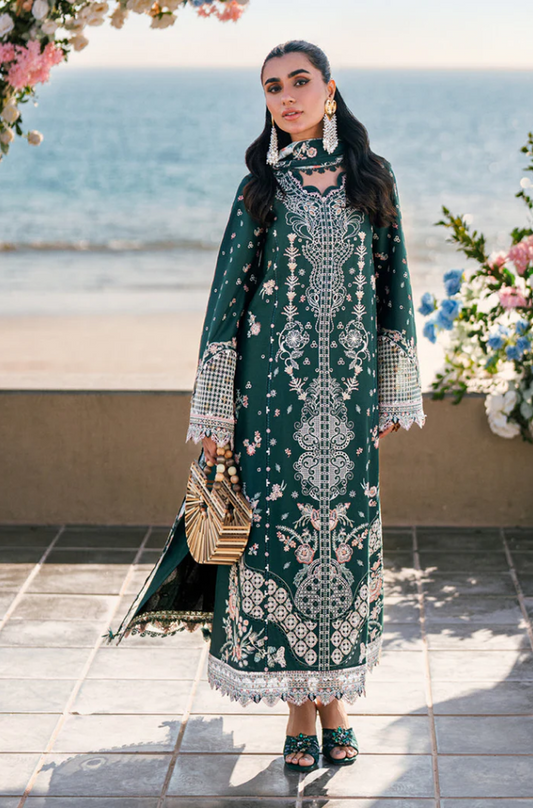 Qalamkar - 3PC Unstitched Dhanak Embroidered Suit - US119