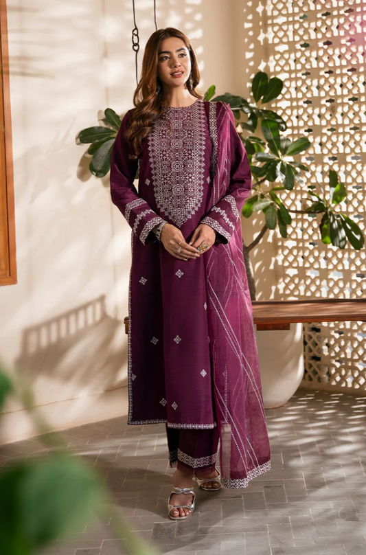 Sheenora - 3PC Unstitched Dhanak Embroidered Suit - US136