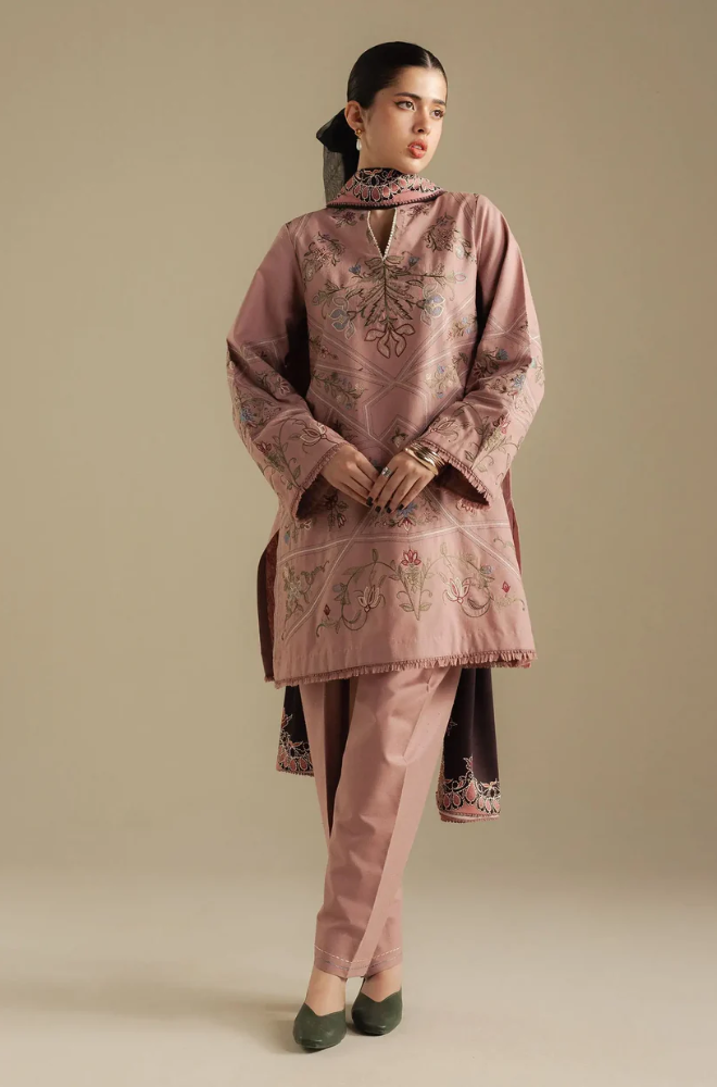 Zara Shahjahan - 3PC Unstitched Dhanak Embroidered Suit - UH281
