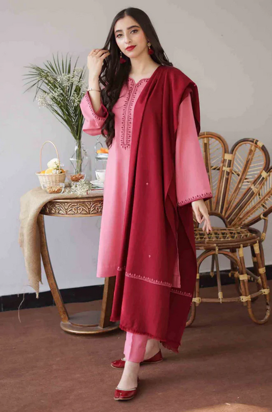 Asling - 3PC Unstitched Dhanak Embroidered Suit - UH159