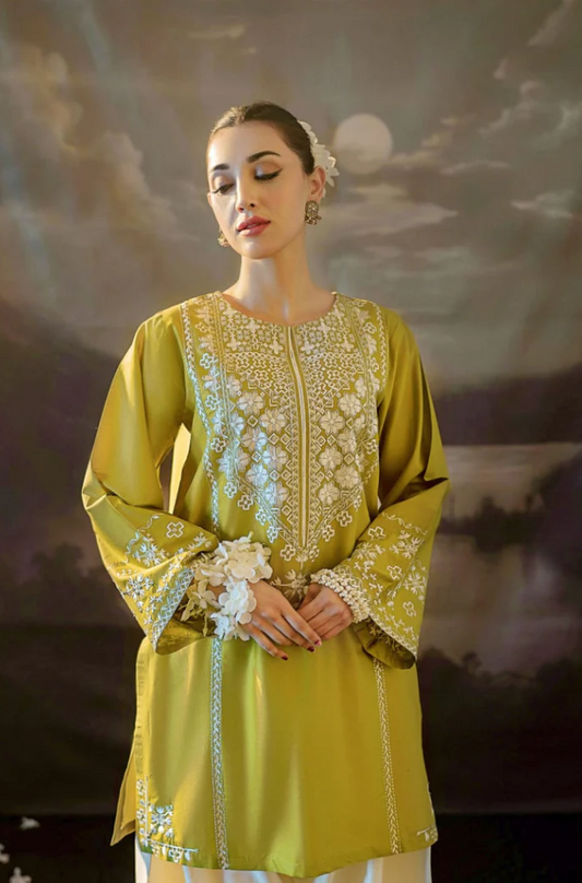Urge - 2PC Dhanak Embroidered Suit (Unstitched) - US205
