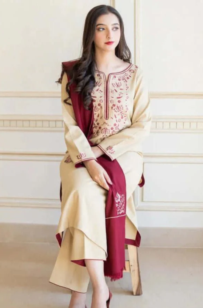 Asling - 3PC Unstitched Dhanak Embroidered Suit - UH158