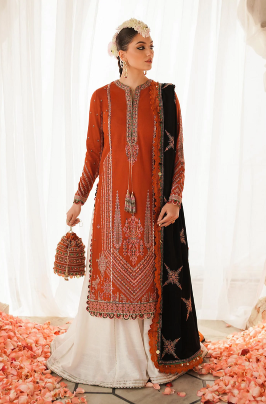 Hussain Rehar - 3PC Unstitched Dhanak Embroidered Suit - US230