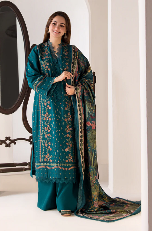 Sobia Nazir - 3PC Dhanak Embroidered Suit (Unstitched) - UH189