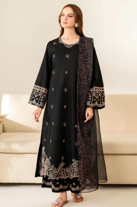 Garnet - 3PC Unstitched Lawn Embroidered Suit - UA289