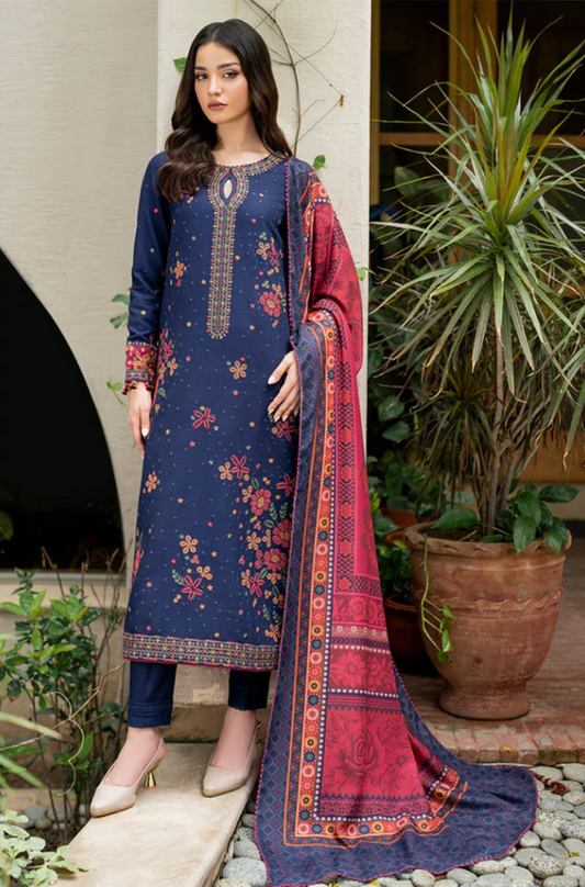 Jazmin - 3PC Dhanak Embroidered Suit (Unstitched) - US196