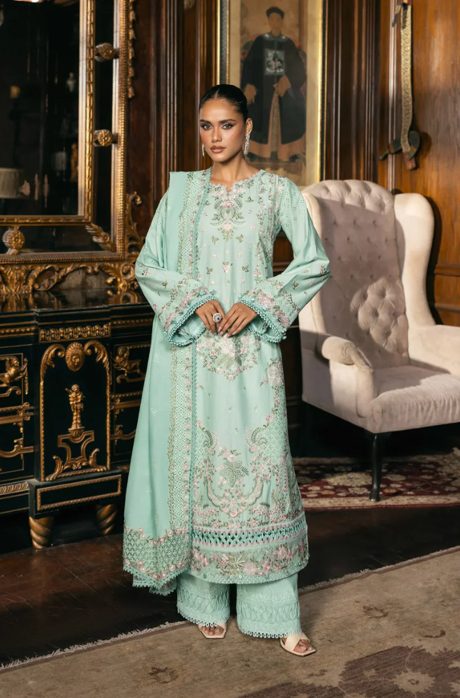 Elaf - 3PC Unstitched Lawn Embroidered Suit - UA244
