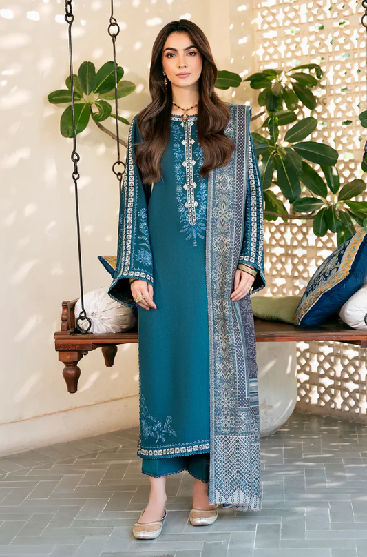 Izel - 3PC Unstitched Dhanak Embroidered Suit - UH324