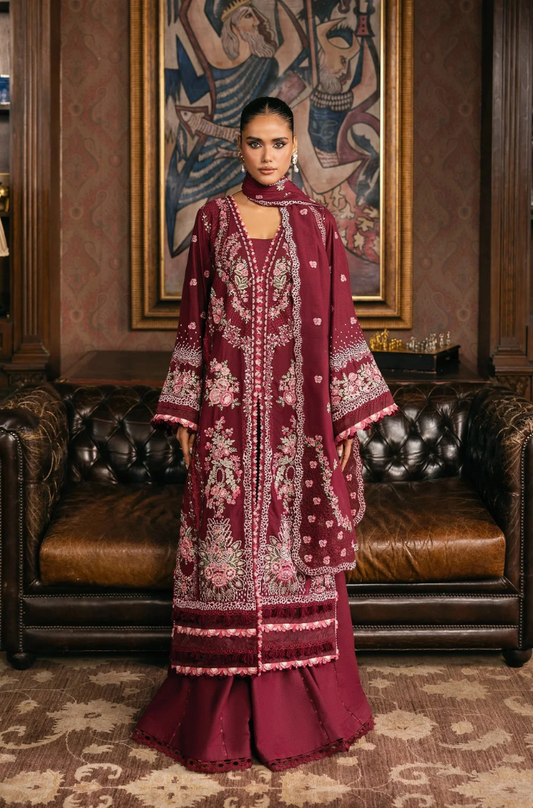 Imrozia - 3PC Unstitched Lawn Embroidered Suit - UA257