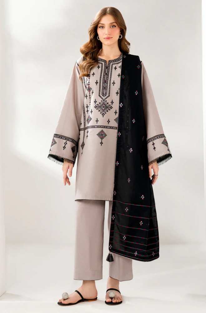 Jazmin - 3PC Unstitched Dhanak Embroidered Suit - US102