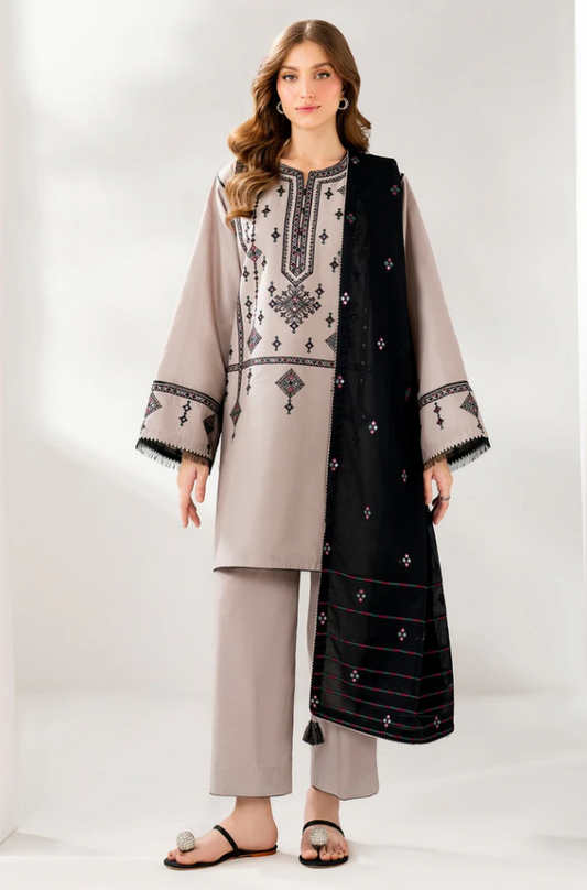 Jazmin - 3PC Unstitched Dhanak Embroidered Suit - US102