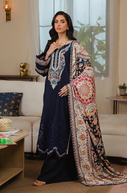 Mahnur - 3PC Unstitched Dhanak Embroidered Suit - US117